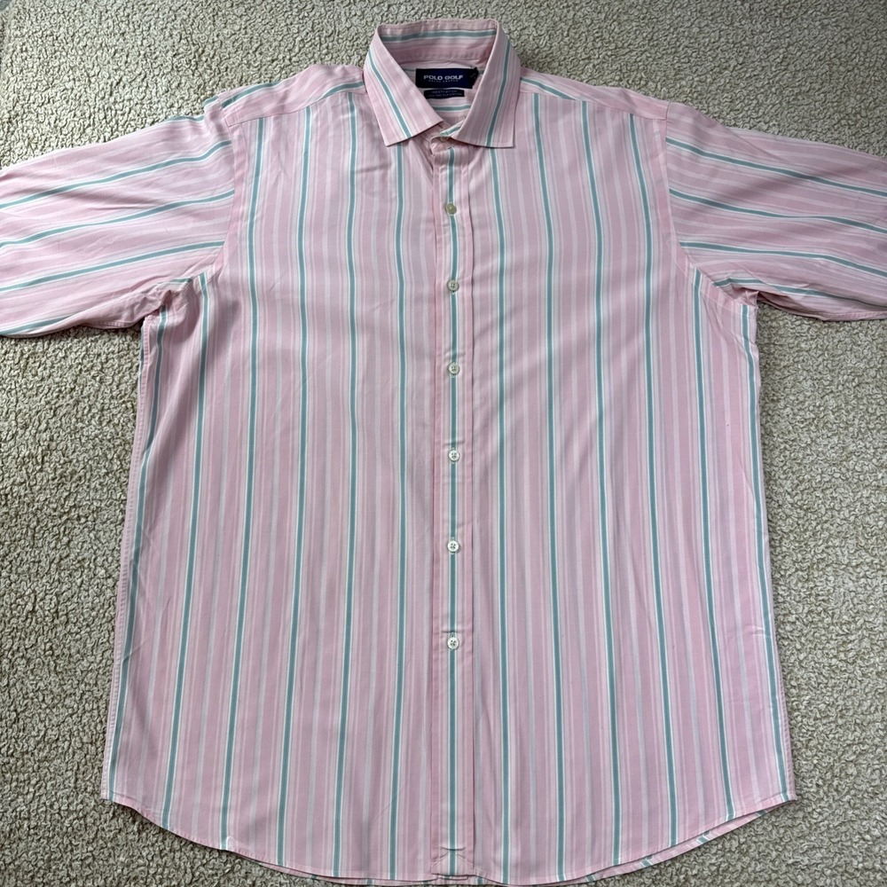 Polo Golf Ralph Lauren Dress Shirt Westerton Long Sleeve Pink Stripe Large